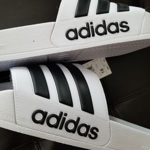 ❗Adidas White/Black Shower Slide Sandals Size 18❗